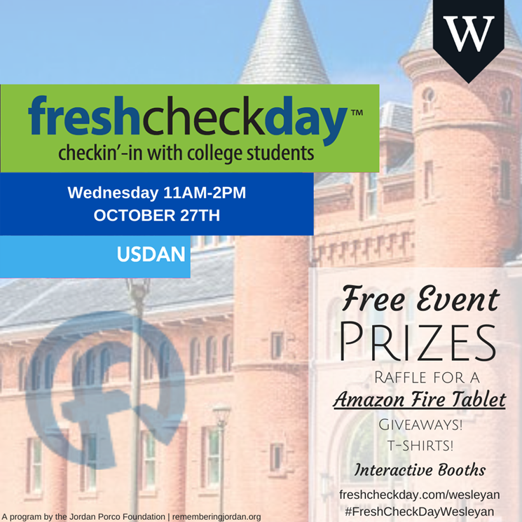 Flyer that details Fresh Check Day on Wed 10/27 from 11am - 2pm in Usdan